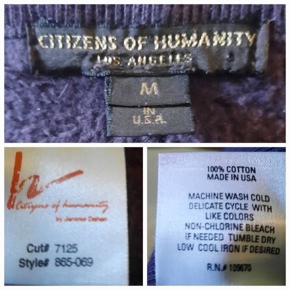 CITIZENS OF HUMANITY Zip Up Cotton Jersey Knit Rolled Collar Jacket Sz M Purple - Picture 11 of 11